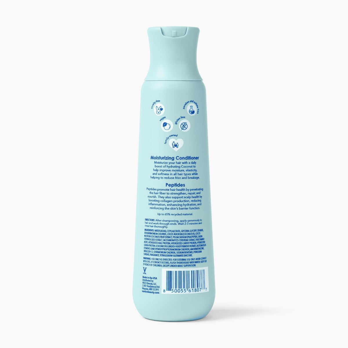V&CO conditioner on vanity in bathroom setting promoting self-care