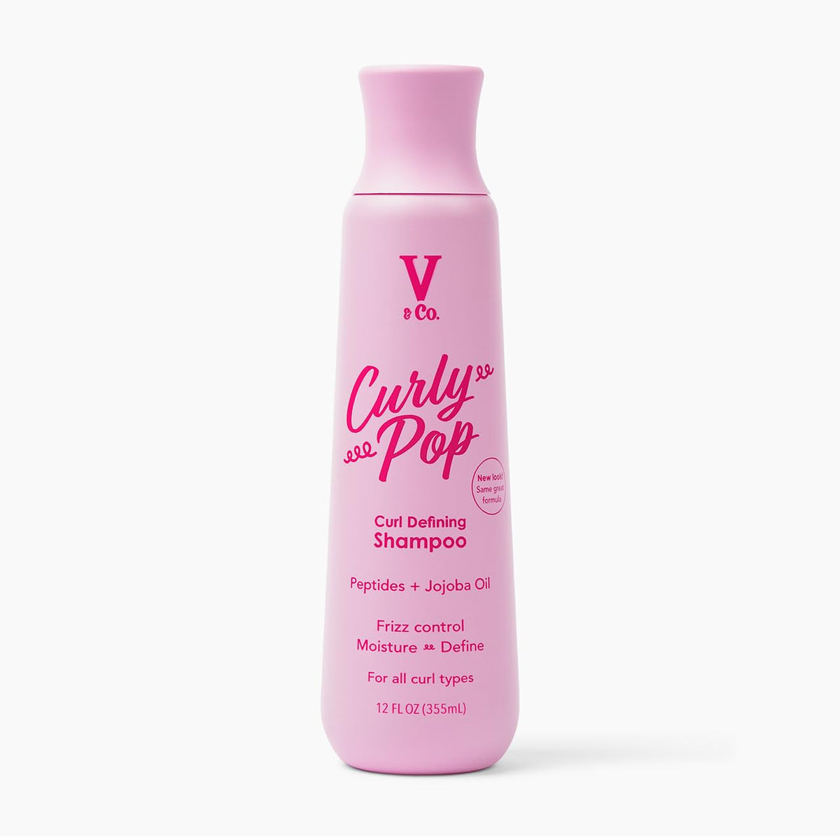 V&CO front bottle shot showing label and curl-focused branding for easy identification