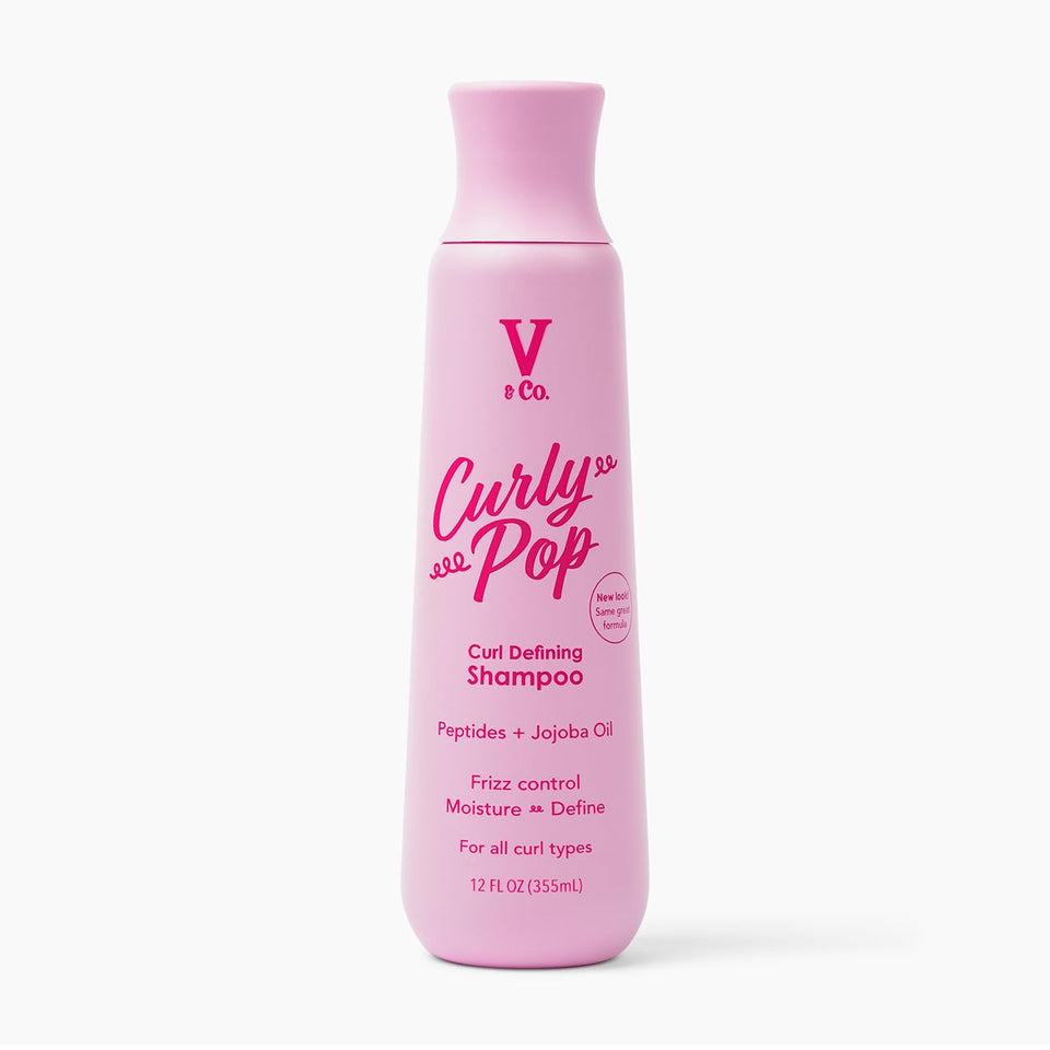V&CO front bottle shot showing label and curl-focused branding for easy identification