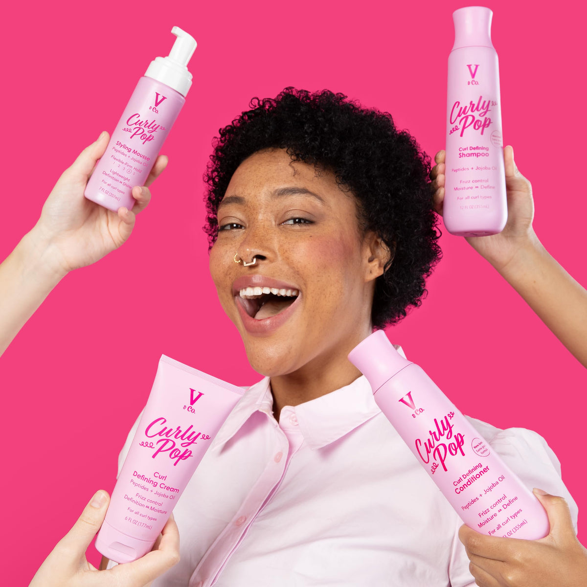 V&Co label close-up highlighting proprietary peptide technology benefit