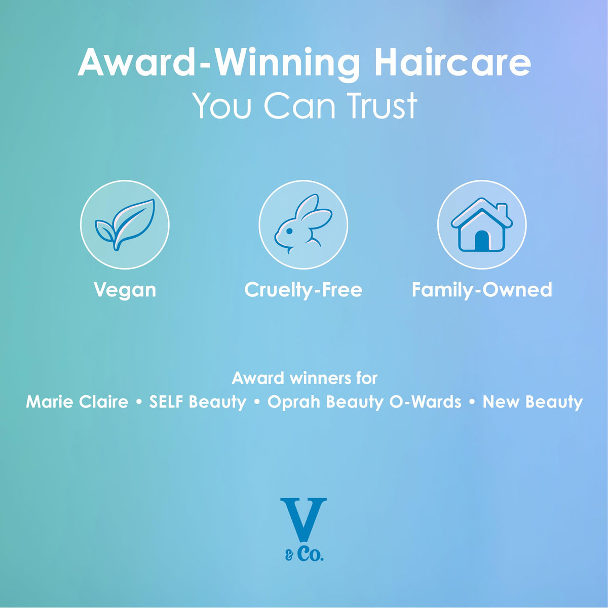 V&CO shampoo in bathroom lifestyle scene promoting everyday use