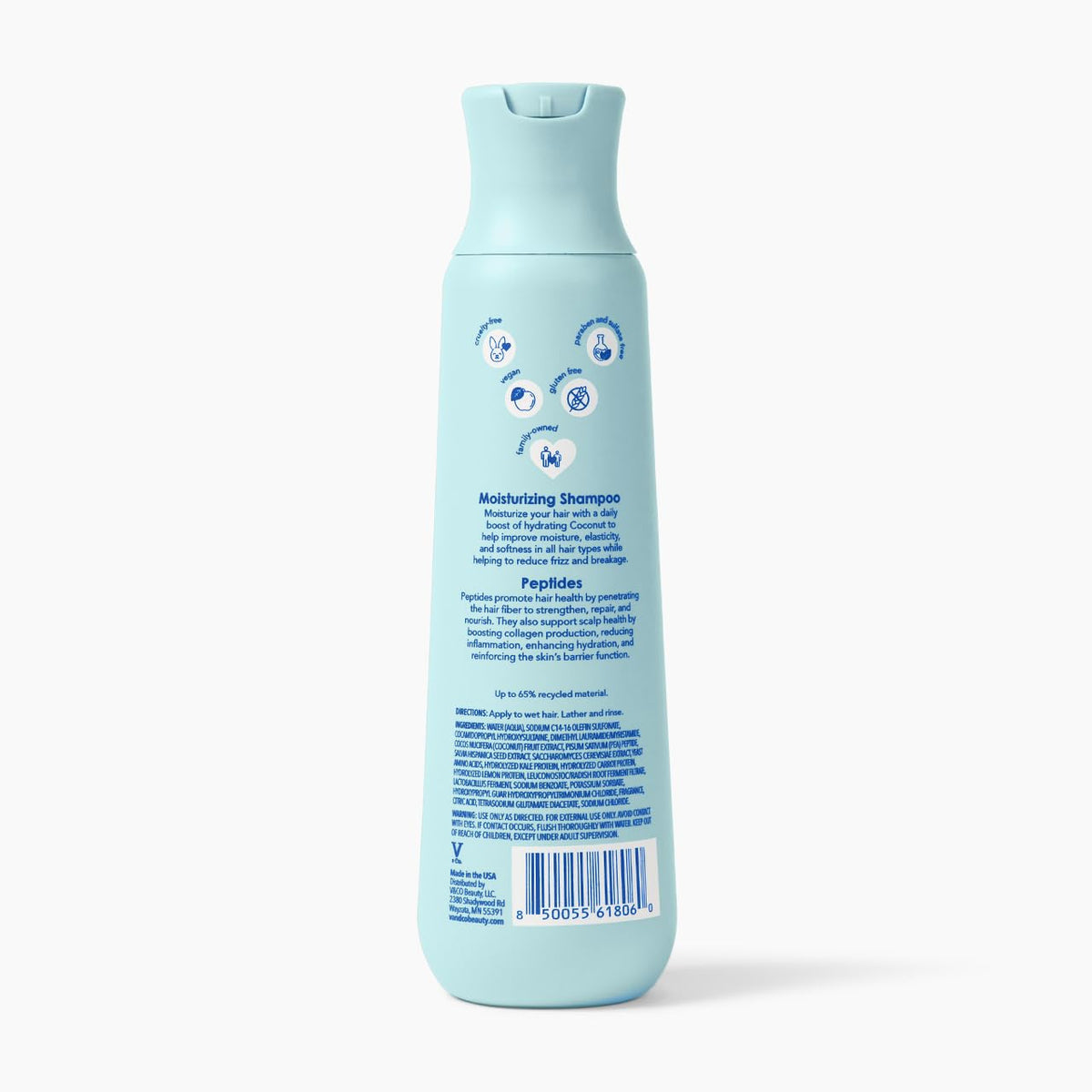 V&CO shampoo next to common objects showing 12 oz size