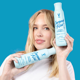 V&CO shampoo with coconut water ingredient emphasizing natural hydration