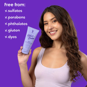 V&CO applied to damp waves during styling, demonstrates defined, frizz-reduced result