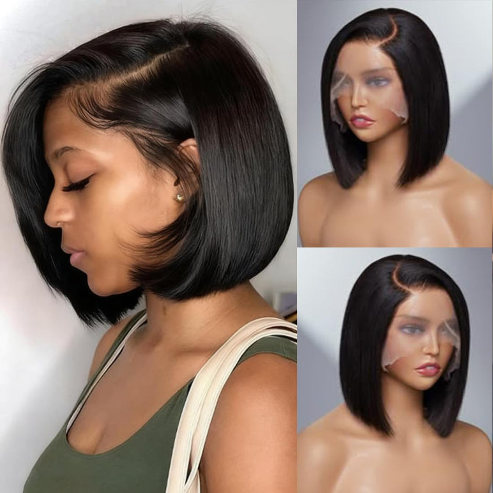 VCVVCV front view 10 inch bob wig showing natural hairline and polished finish