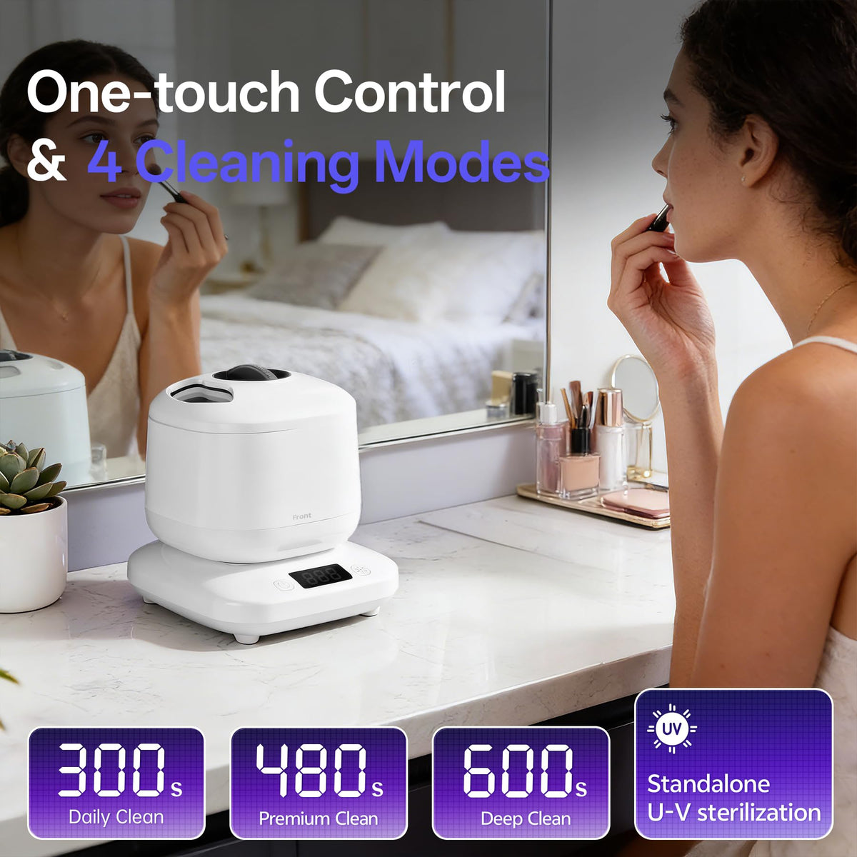 Vcyems brushes in cleaning action showing gentle ultrasonic removal
