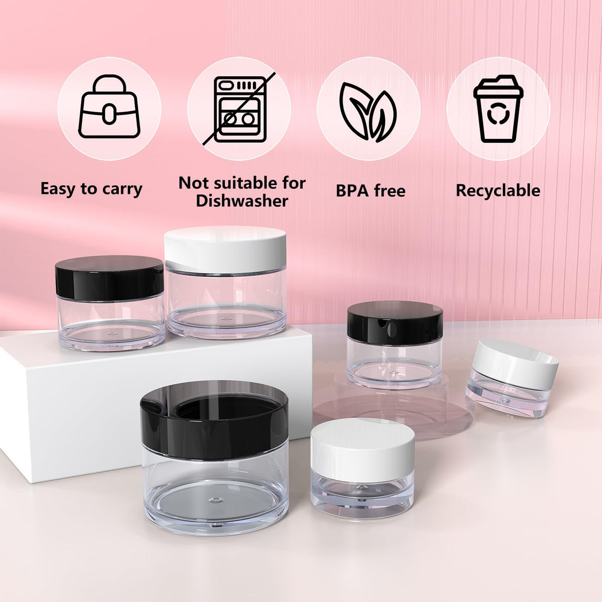 VEAIDE black and white lids top view for quick product identification