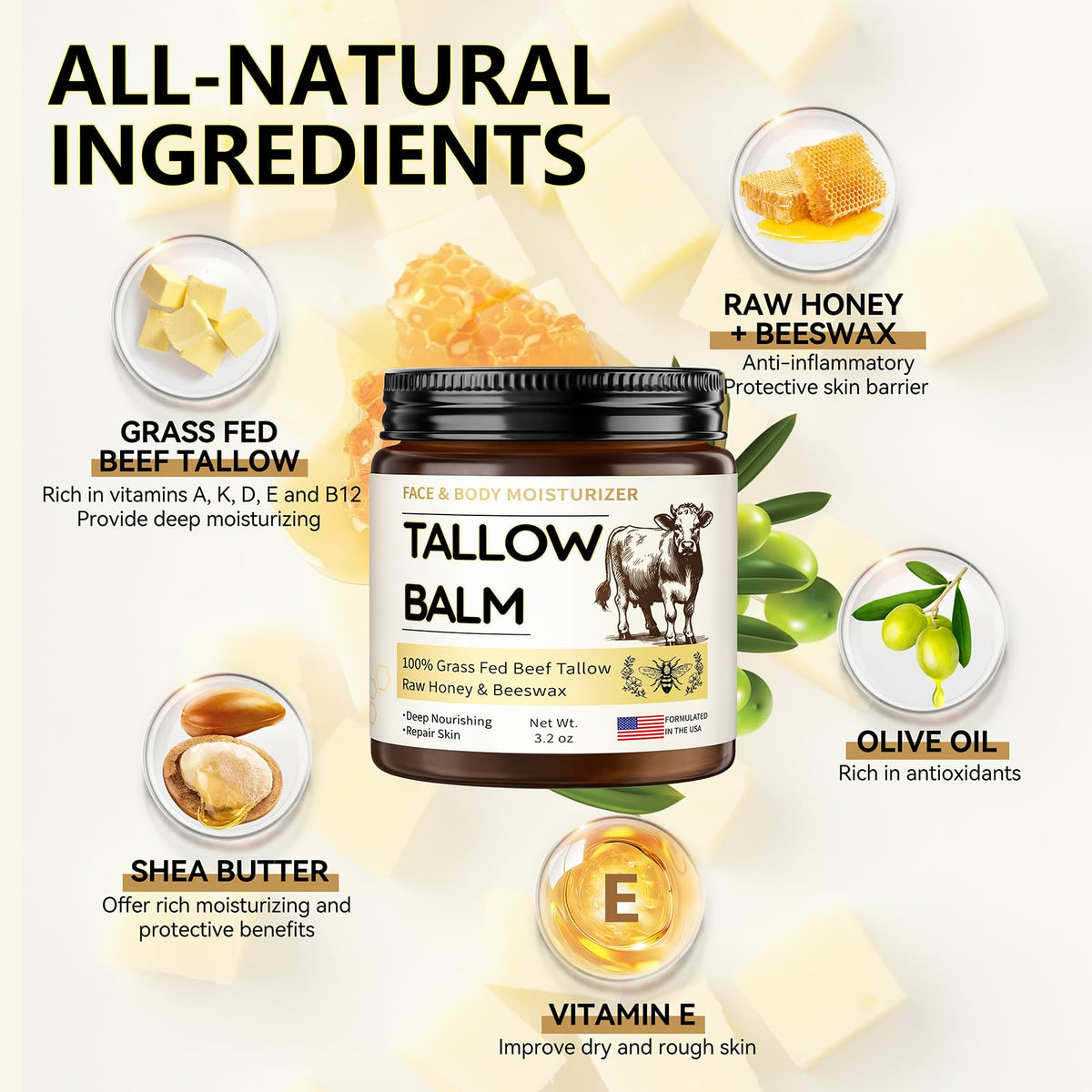 Veakoo whipped tallow close-up texture highlighting creamy spreadability and rich hydration