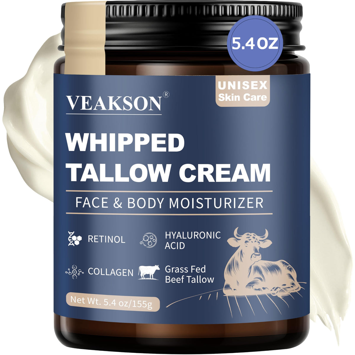 veakson front packaging showing jar and size benefit: clear product ID