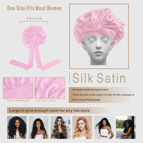 VECIIR bonnet in use while sleeping prevents frizz