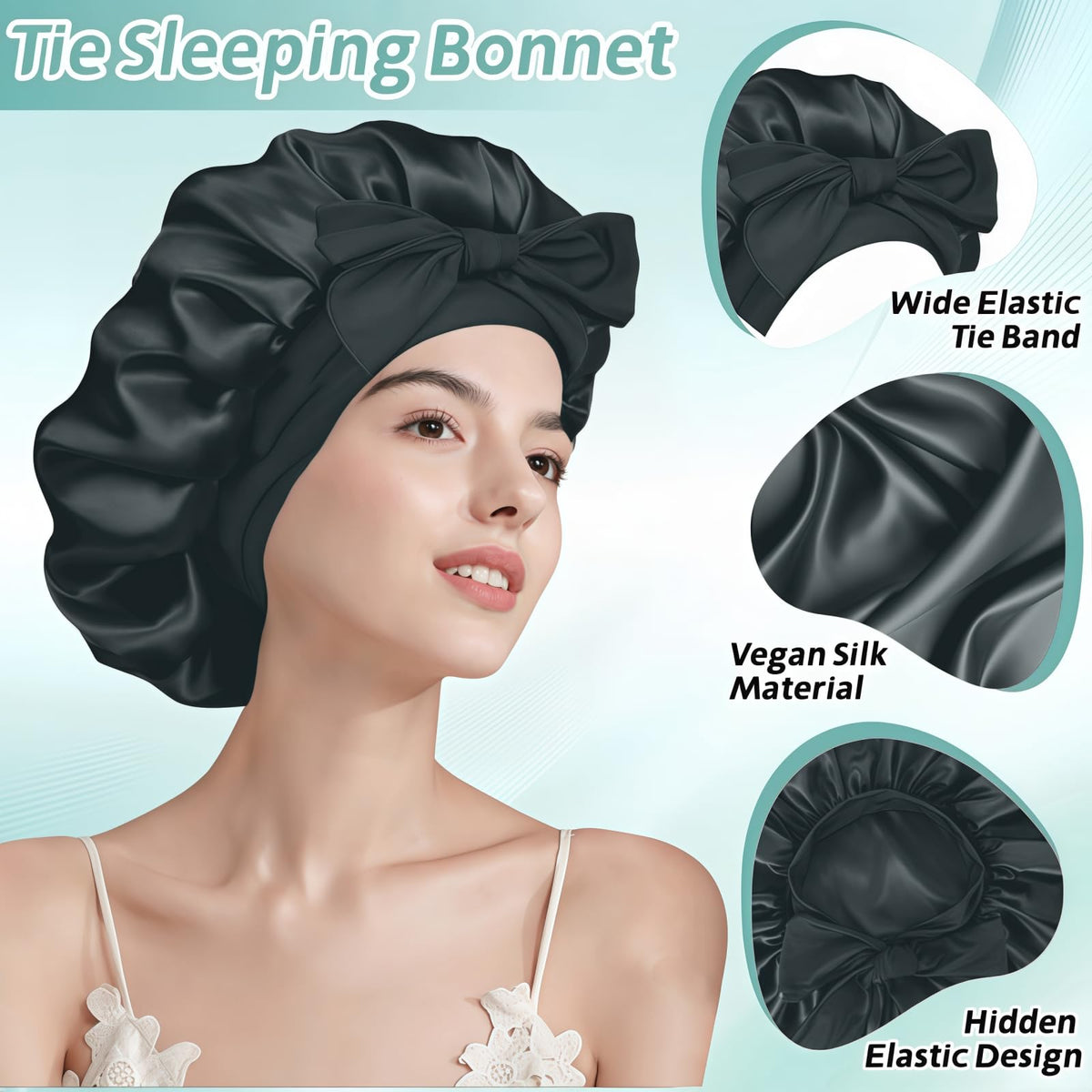 VECIIR woman wearing bonnet side profile preserving curls and volume