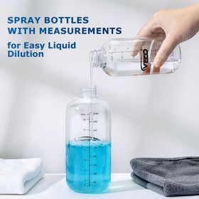 Veco close-up of clear graduated markings for precise dilution and mixing benefit