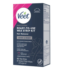Hands warming a Veet strip to activate wax for quick, no-heat application benefit