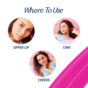 Veet before and after upper lip comparison showing reduced facial fuzz