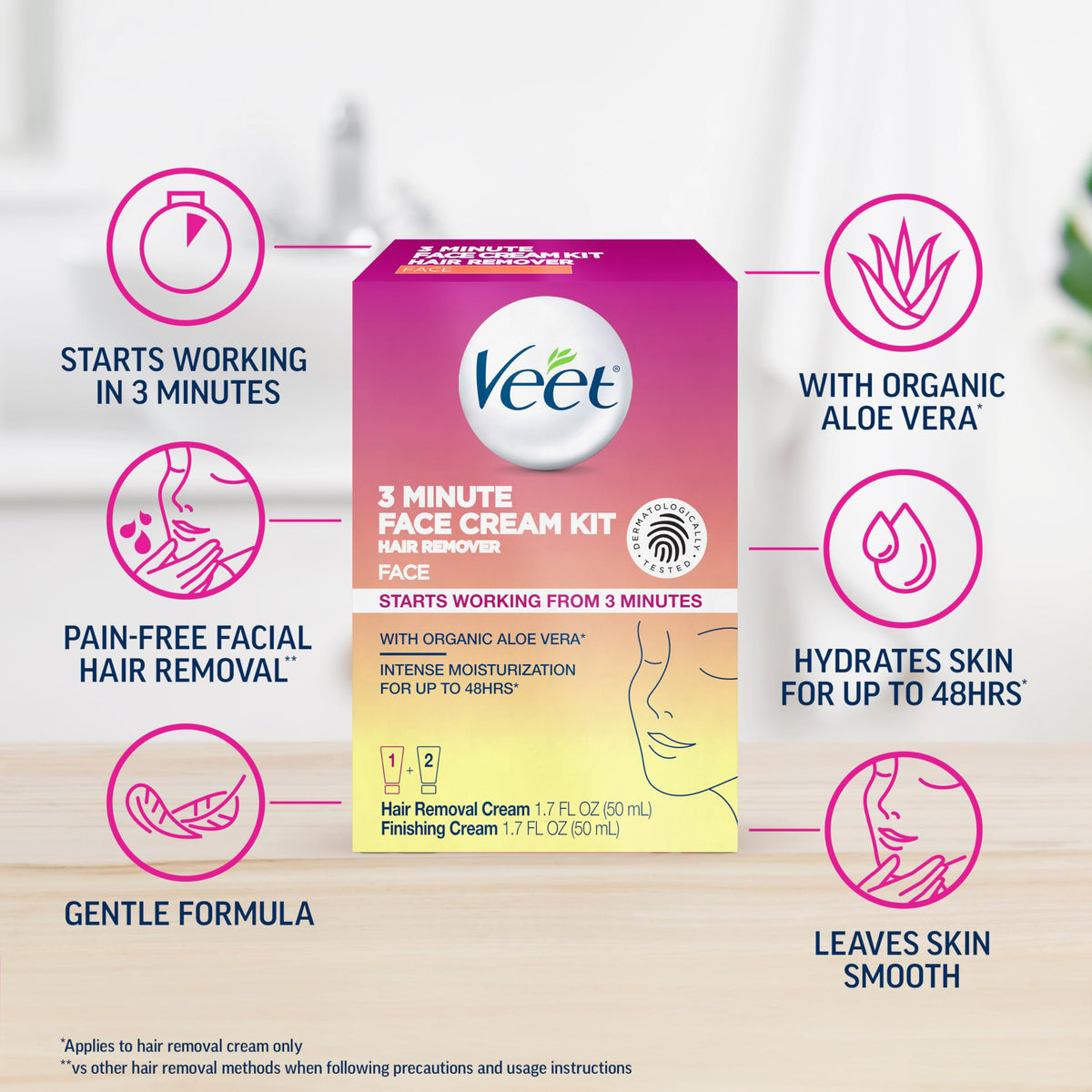 Veet finishing cream texture displayed to show hydration and soothing effect