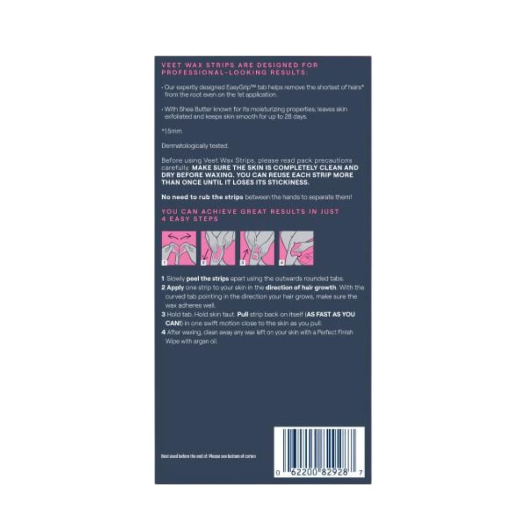 Veet label showing shea butter and acai for sensitive skin