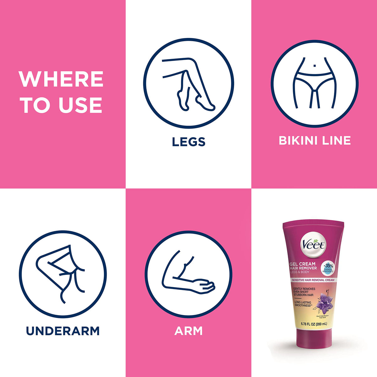 Veet before and after on legs showing smoother skin and longer-lasting result