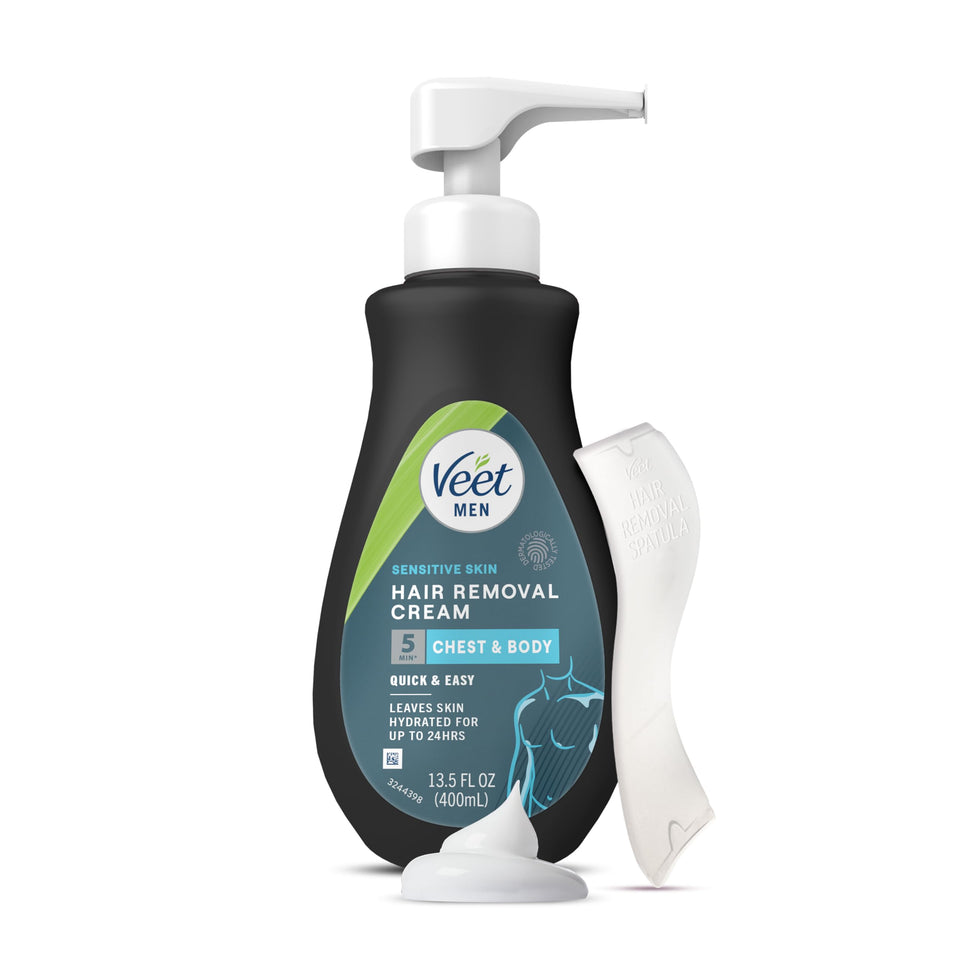 Veet front packaging showing men's hair removal gel and benefits
