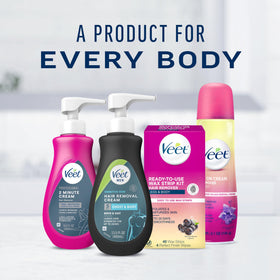Veet ingredient label close-up showing tested sensitive-skin formula