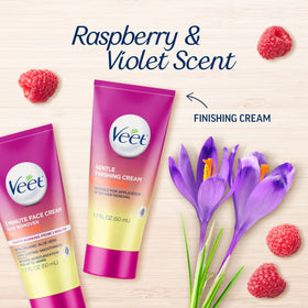 Veet removal wipe being used to reveal smooth skin without irritation