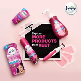 Veet tube beside ruler for size comparison and clear 6.78 oz indication benefit