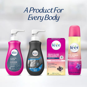 Veet 13.5 fl oz bottle held in hand for scale to illustrate large size