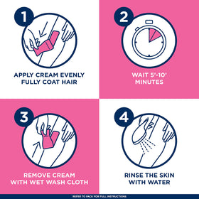 Veet spatula removing cream demonstrating safe, nick-free hair removal benefit