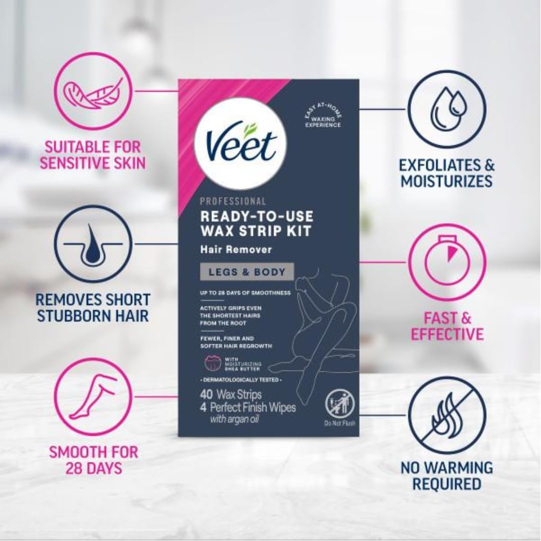 Veet peeling strip apart to show easy ready-to-use action