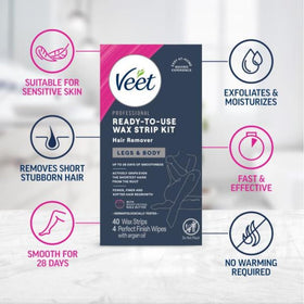 Veet peeling strip apart to show easy ready-to-use action