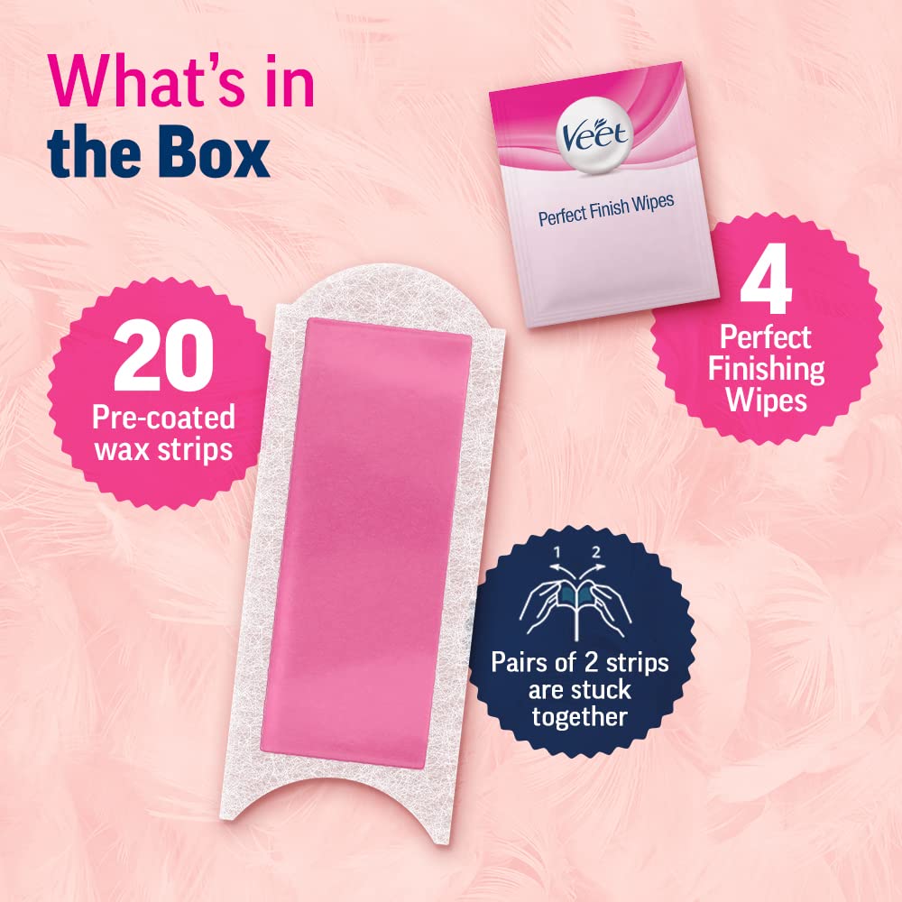 Veet strip removing underarm hair for quick, long-lasting smoothness