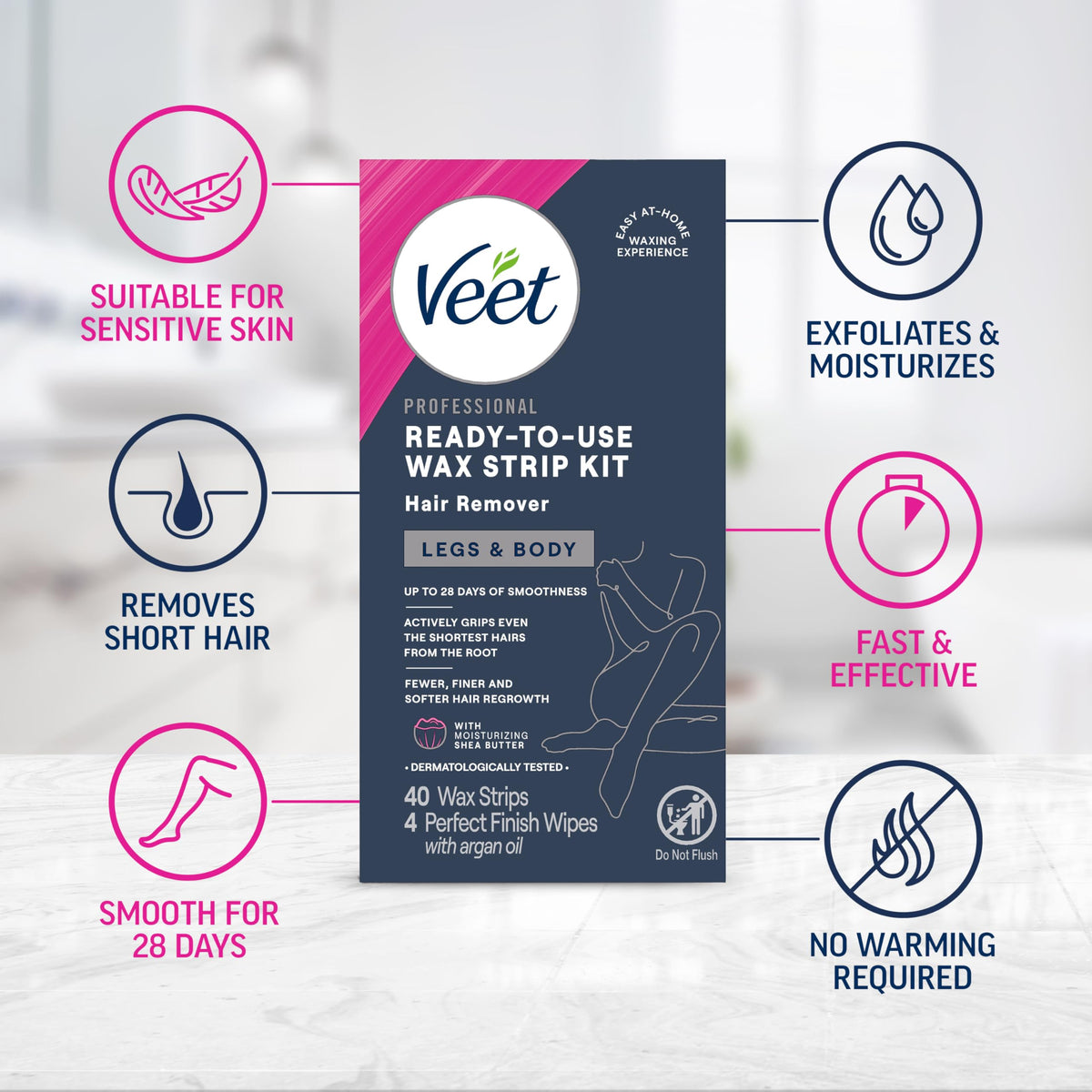 Close-up of Veet wax strip gel texture demonstrating strong hair grip