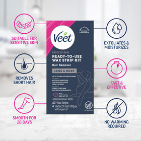 Close-up of Veet wax strip gel texture demonstrating strong hair grip
