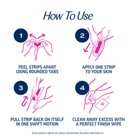 Smooth leg after waxing with Veet wipe to remove residue and calm skin