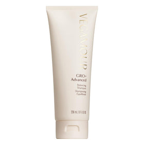 VEGAMOUR front bottle showing GRO+ balancing shampoo benefit of gentle cleansing