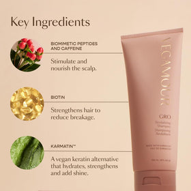 VEGAMOUR label detail highlighting clean ingredients for confidence