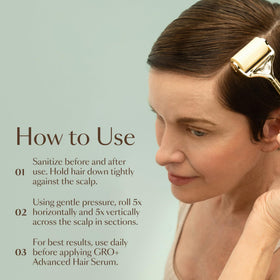 VEGAMOUR side profile of the derma head highlighting needle alignment and smooth rolling benefit