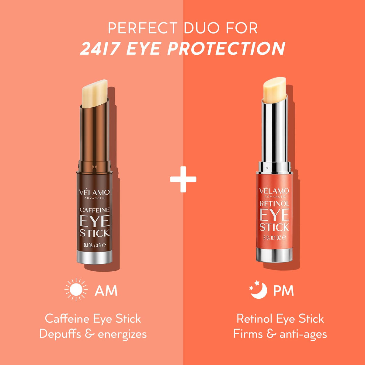 VELAMO ADVANCED applying stick under-eye to target fine lines and puffiness