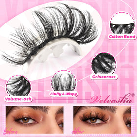 Veleasha close-up of fluffy faux mink texture highlighting soft natural finish