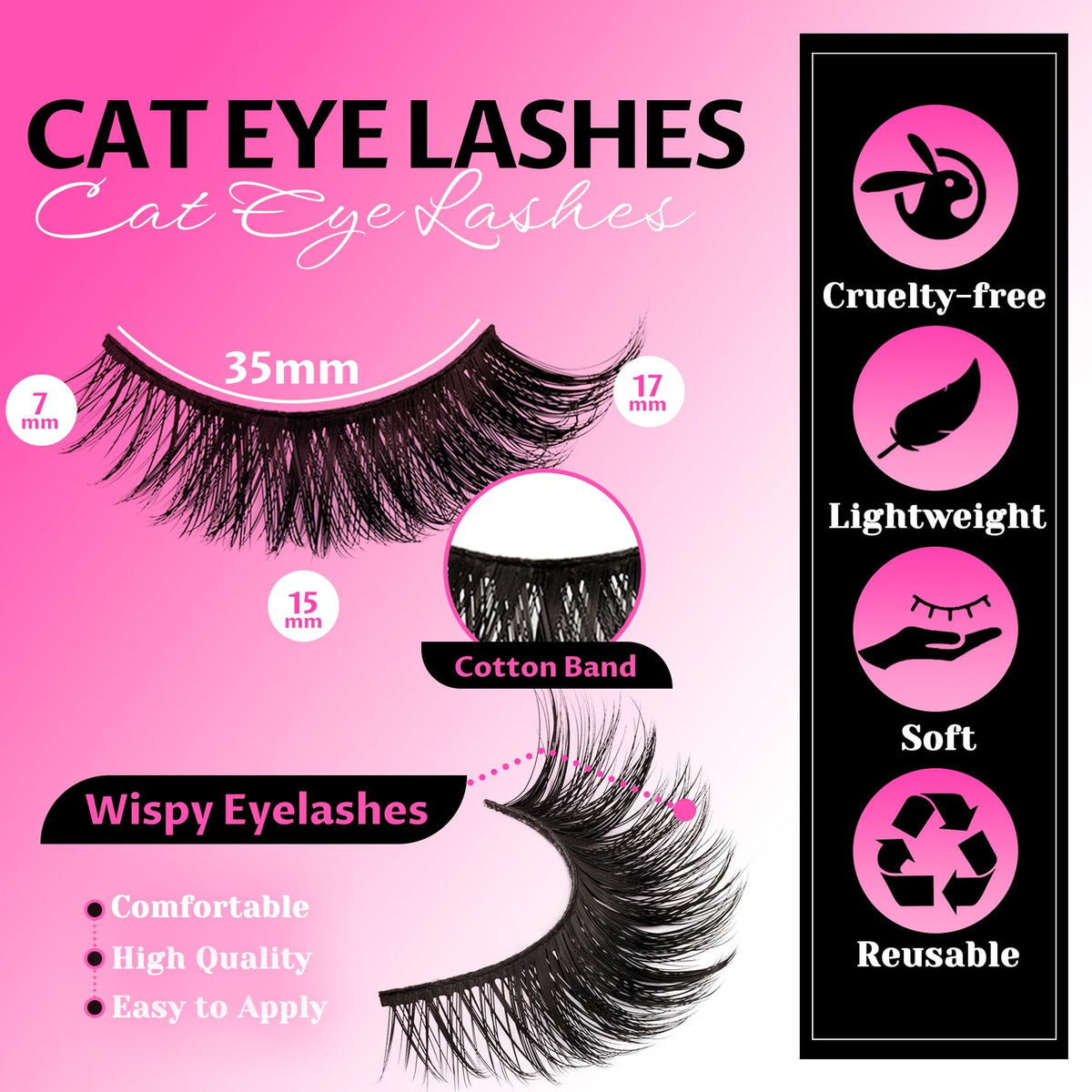 Veleasha close-up of ultra-thin lash band for comfortable wear