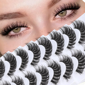 Veleasha D curl front packaging showing ten pairs and clear band benefit