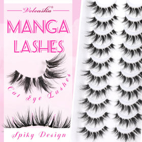 Veleasha lash length comparison showing 7–16mm graduated cat-eye effect