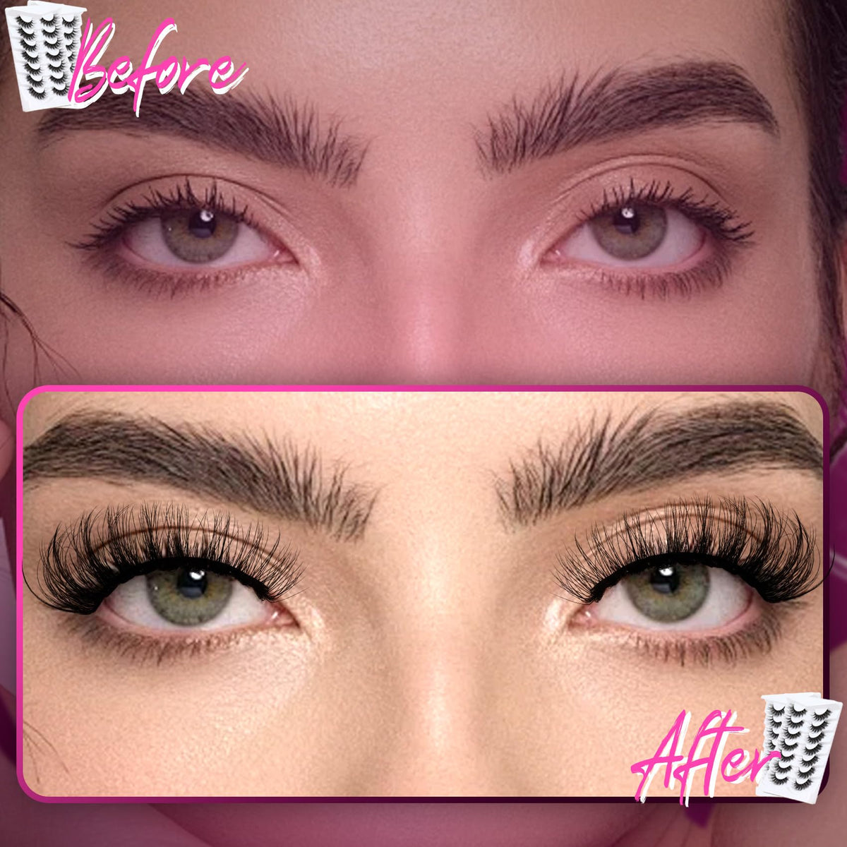 Veleasha lashes next to a hand showing scale for easy trimming