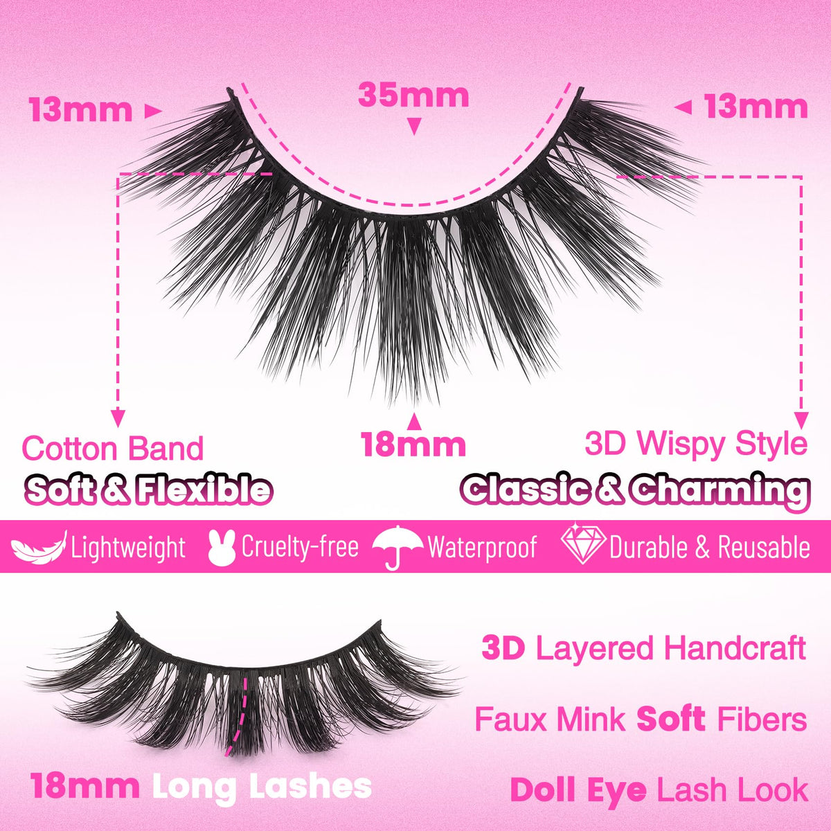 Veleasha flexible lash band closeup showing bend and comfortable adhesion benefit