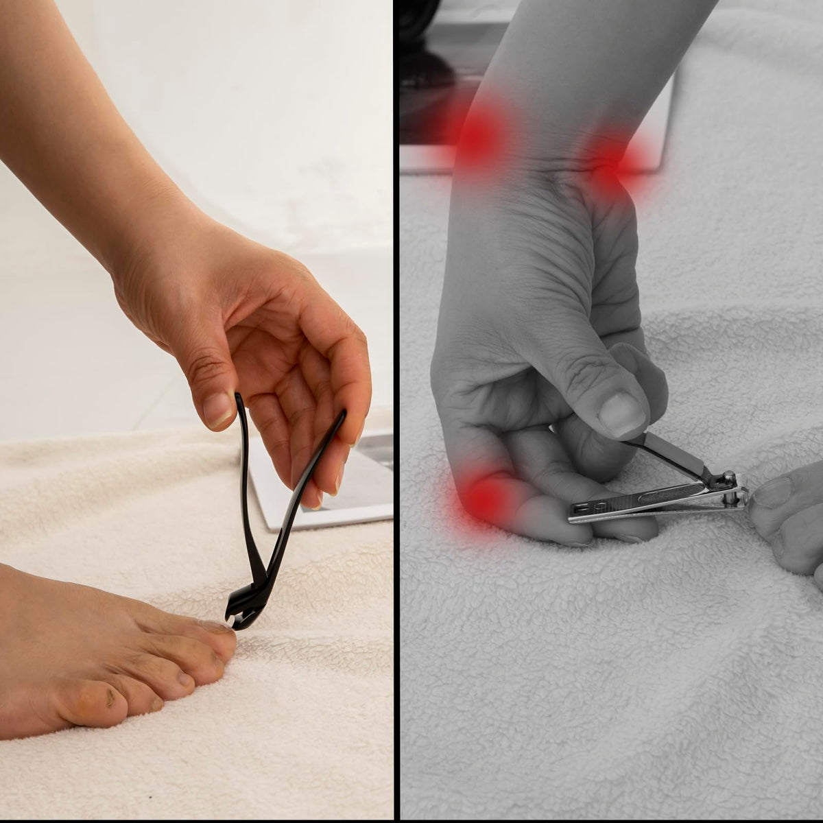 Velkomin detailed shot of curved 440C blade for clean cuts on thick nails