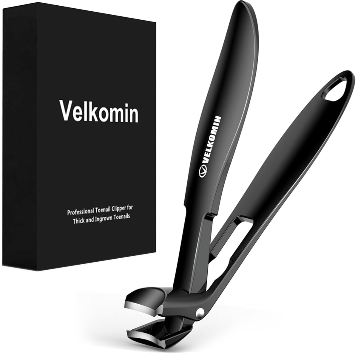Velkomin front view of clippers showing long handle and angled head for easy trimming