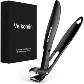 Velkomin front view of clippers showing long handle and angled head for easy trimming