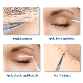 Velodios tweezers next to ruler showing compact size and travel-ready portability