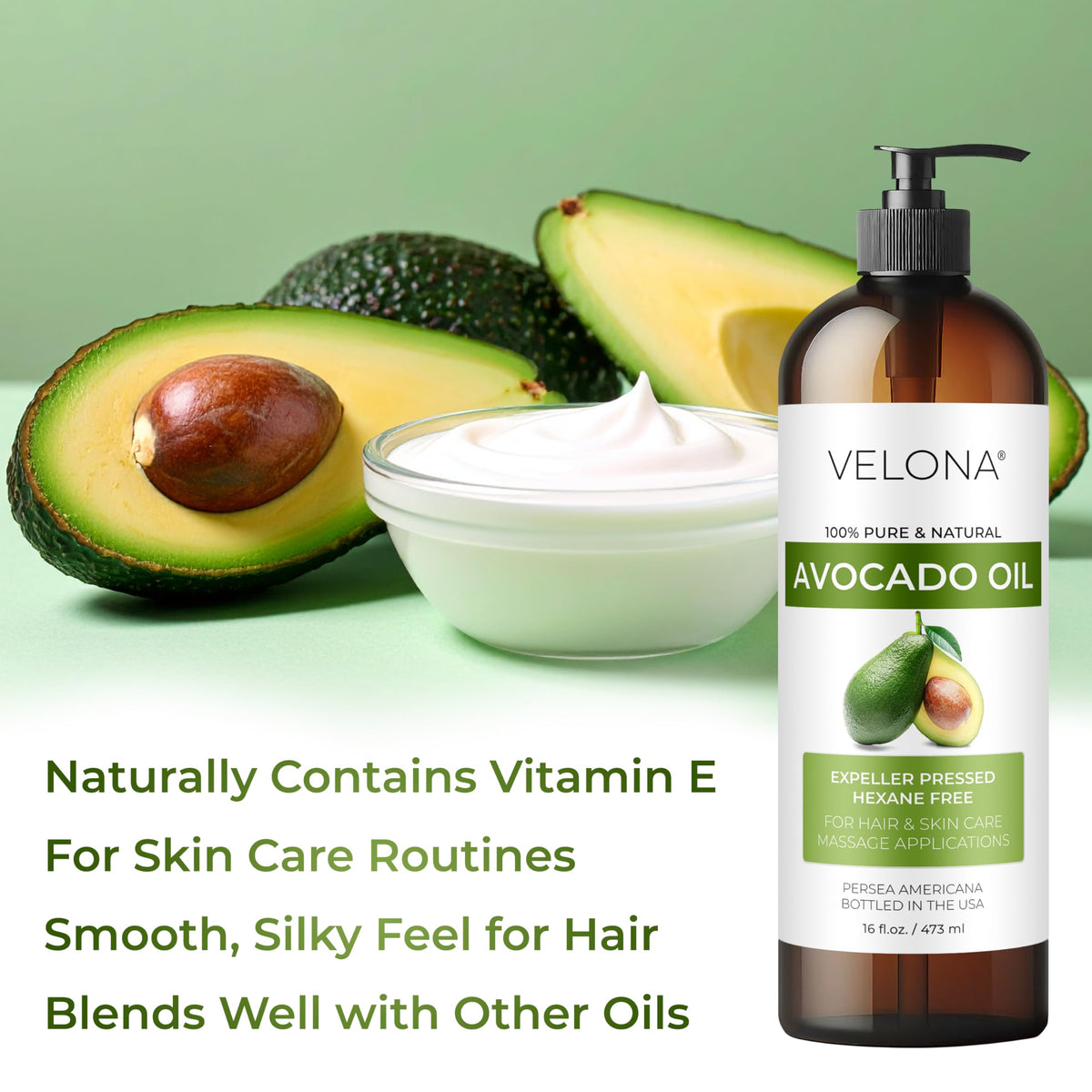 velona avocado oil gallon next to standard bottles showing large-volume savings benefit