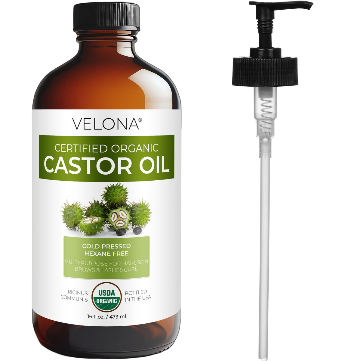 velona 16 fl oz bottle next to common items showing large size advantage