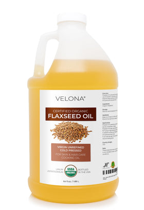 velona front label on 64 fl oz bottle showing organic certification and clarity benefits